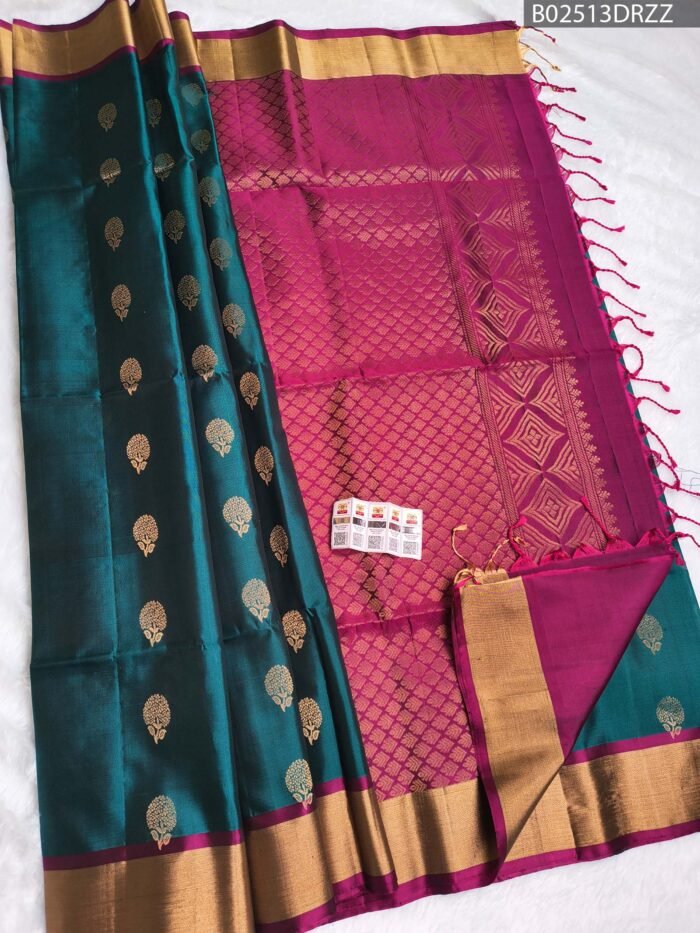 Kanchipuram Pure Silk Saree ? Olive Green with Antique Gold Zari - Image 1