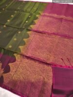 Elegant Olive Green and Magenta Silk Saree with Intricate Zari Border and Rich Pallu - Image 3