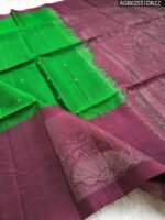 Elegant Plum and Green Pure Silk Saree with Intricate Pallu Design - Image 2