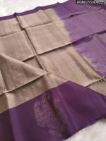 Elegant Beige and Purple Silk Saree with Intricate Paisley Border and Rich Pallu - Image 3