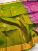 Elegant Green Silk Saree with Gold Border and Rich Pink Pallu - Image 2