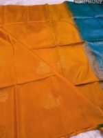 Elegant Orange Silk Saree with Rich Blue Pallu and Intricate Border - Image 2