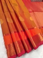 Elegant Orange Soft Silk Saree with Rich Red Border and Paisley Pallu
