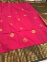 Elegant Pink and Green Soft Silk Saree with Rich Zari Border and Intricate Pallu Design - Image 2