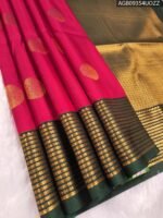 Elegant Pink and Green Soft Silk Saree with Rich Zari Border and Intricate Pallu Design