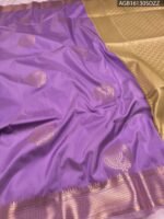 Elegant Lavender Soft Silk Saree with Gold Zari Border and Rich Pallu - Image 2