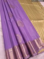 Elegant Lavender Soft Silk Saree with Gold Zari Border and Rich Pallu