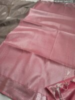 Elegant Taupe Soft Silk Saree with Silver Zari Border and Pink Pallu - Image 2