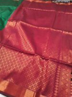 Elegant Green Soft Silk Saree with Rich Gold Peacock Motifs and Contrast Pallu - Image 3