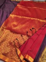 Elegant Purple Soft Silk Saree with Rich Red Pallu and Zari Border - Image 3