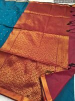 Elegant Teal Blue Soft Silk Saree with Rich Maroon Pallu and Zari Border - Image 3