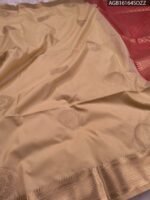 Elegant Cream and Red Soft Silk Saree with Rich Zari Border - Image 2