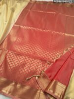 Elegant Cream and Red Soft Silk Saree with Rich Zari Border - Image 3