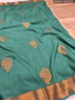 Elegant Teal Soft Silk Saree with Rich Golden Zari Border and Intricate Pallu - Image 2