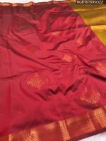 Elegant Red Soft Silk Saree with Golden Pallu and Rich Border - Image 2