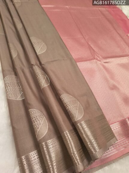Elegant Brown and Pink Soft Silk Saree with Rich Pallu