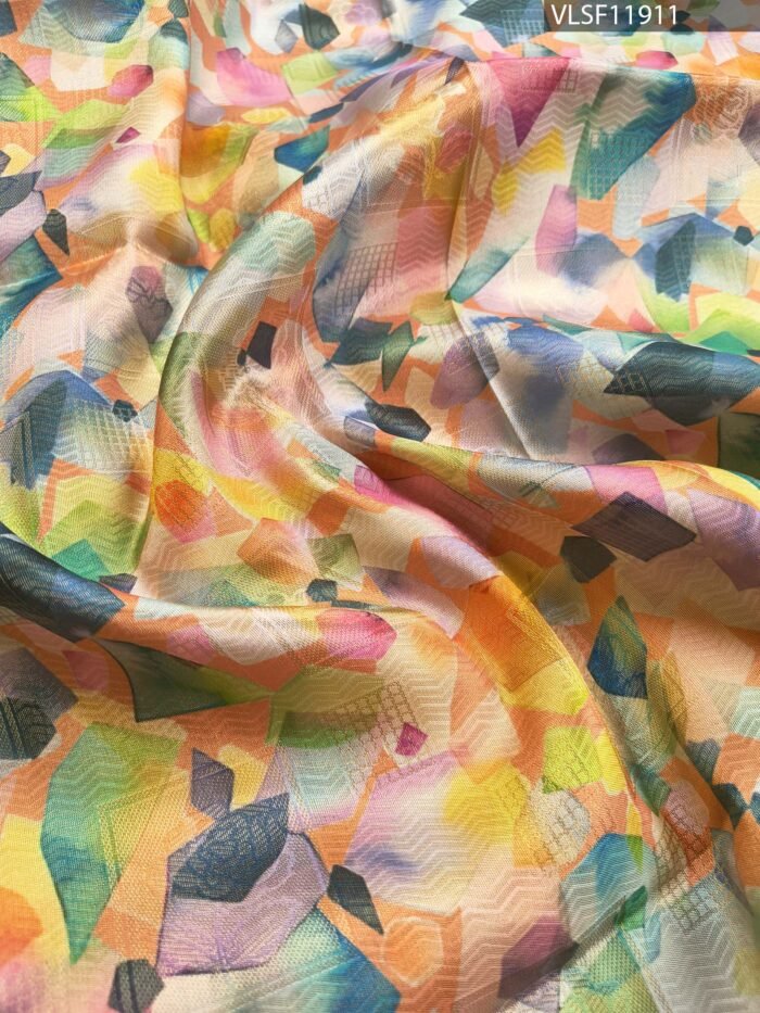 Multicolored Fancy Silk Saree with Abstract Body and Subtle Zari Border - Image 2