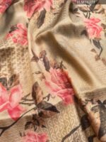 Peach Coloured Fancy Silk Saree with Floral Motifs and Elegant Border - Image 3