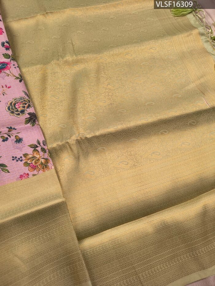 Pink Coloured Fancy Silk Saree with Floral Motifs and Elegant Zari Border - Image 2