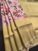 Pink Coloured Fancy Silk Saree with Floral Motifs and Elegant Zari Border