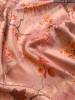 Pink and Blue Fancy Silk Saree with Floral Motifs and Elegant Zari Woven Border - Image 2