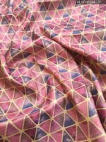 Beige and Pink Fancy Silk Saree with Geometric Patterns and Rich Pallu - Image 2