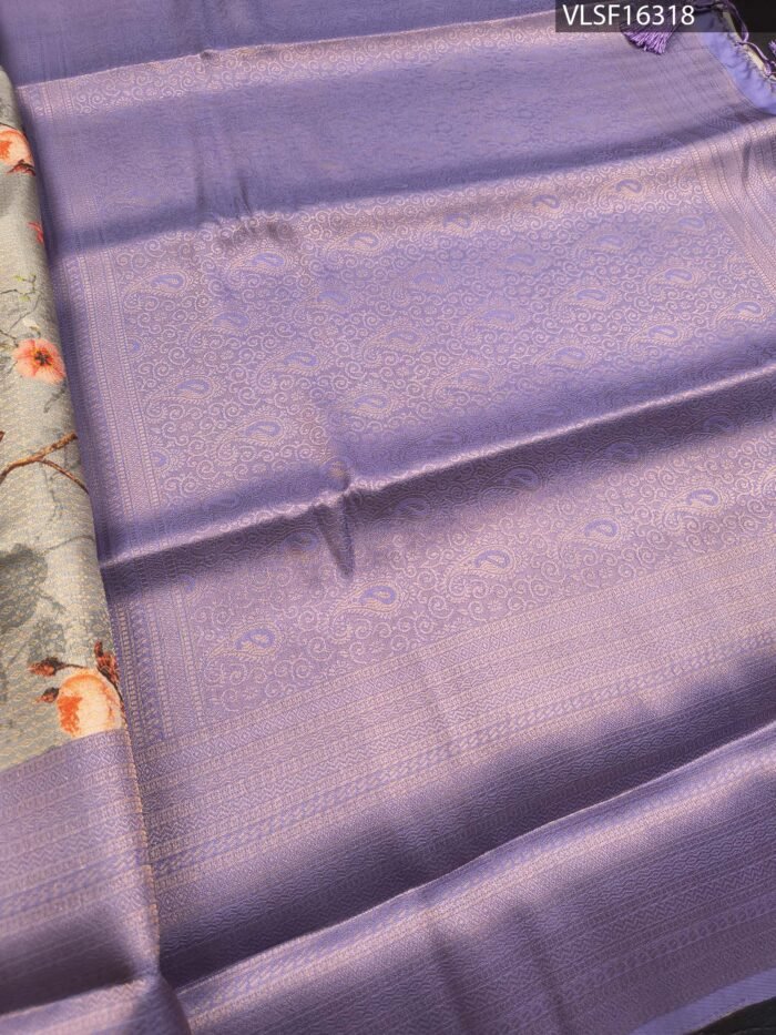 Beige Coloured Fancy Silk Saree with Floral Motifs and Elegant Zari Border - Image 3