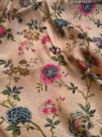 Beige Coloured Fancy Silk Saree with Floral Motifs and Pink Zari Woven Border - Image 2