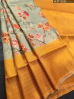 Pastel Green Coloured Fancy Silk Saree with Floral Motifs and Rich Pallu