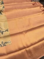 Peach Coloured Fancy Silk Saree with Floral Motifs and Elegant Border - Image 3