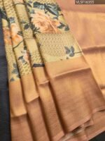 Peach Coloured Fancy Silk Saree with Floral Motifs and Elegant Border