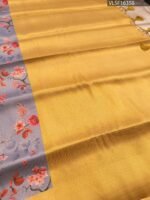 Lavender Coloured Fancy Silk Saree with Floral Motifs and Rich Zari Border - Image 3