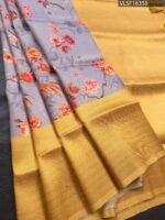 Lavender Coloured Fancy Silk Saree with Floral Motifs and Rich Zari Border