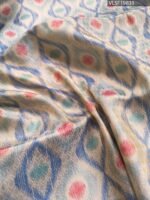 Sky Coloured Fancy Silk Saree with Ikat Motifs and Elegant Zari Border - Image 2