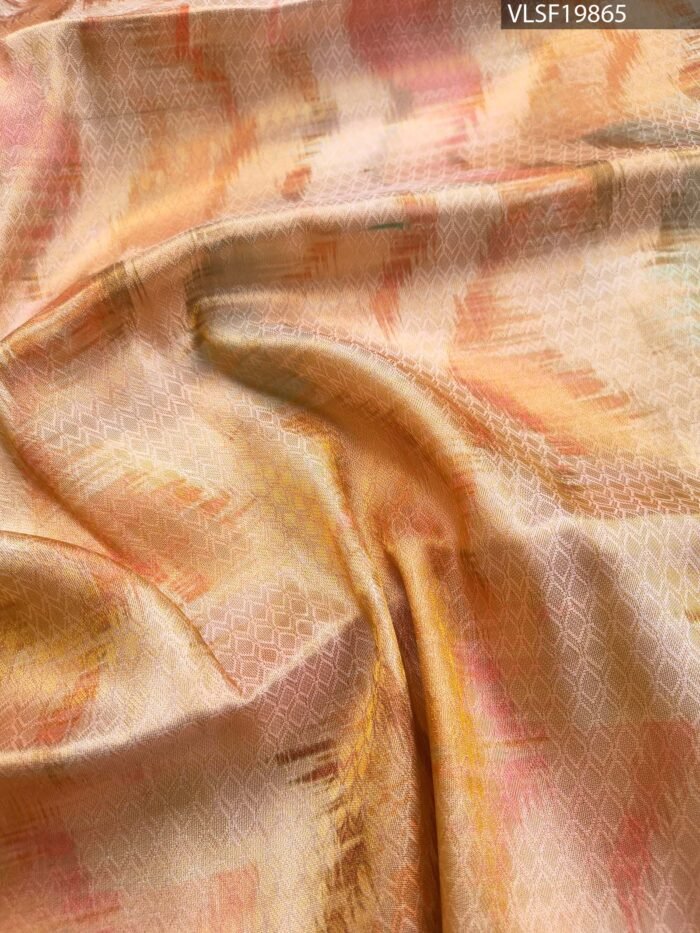 Golden Coloured Fancy Silk Saree with Ethereal Body and Elegant Zari Woven Border - Image 2