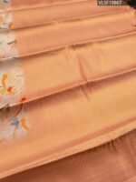 Peach Coloured Fancy Silk Saree with Floral Motifs and Elegant Border - Image 3