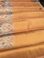 Peach Coloured Fancy Silk Saree with Ikat Pattern and Intricate Zari Woven Border - Image 3