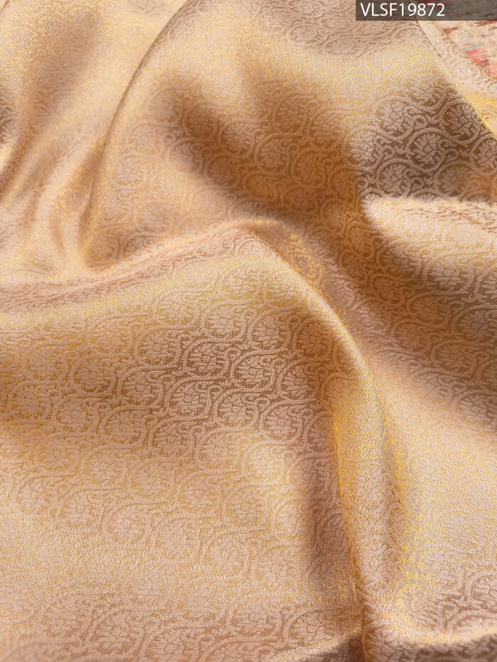 Peach Coloured Fancy Silk Saree with Ikat Pattern and Intricate Zari Woven Border - Image 4