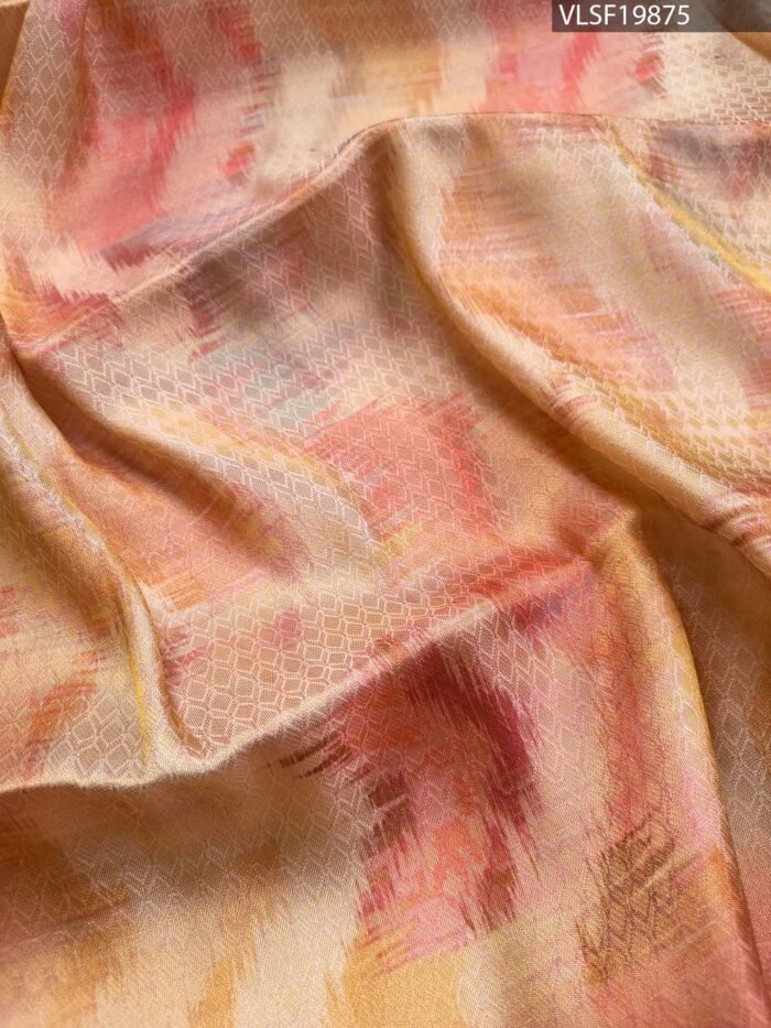 Peach Coloured Fancy Silk Saree with Abstract Motifs and Intricate Border - Image 2