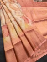 Peach Coloured Fancy Silk Saree with Abstract Motifs and Intricate Border
