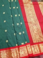Dark Green Blended Soft Silk Saree with Intricate Motifs and Rich Zari Pallu