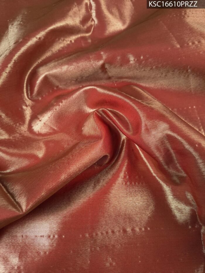 Sage Green and Copper Tissue Saree with Paisley Motifs and Rich Zari Border - Image 4