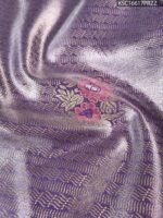 Lavender Coloured Tissue Saree with Floral Motifs and Rich Zari Woven Border - Image 2