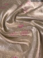 Beige Coloured Tissue Silk Saree with Floral Motifs and Rich Zari Brocade Border - Image 2