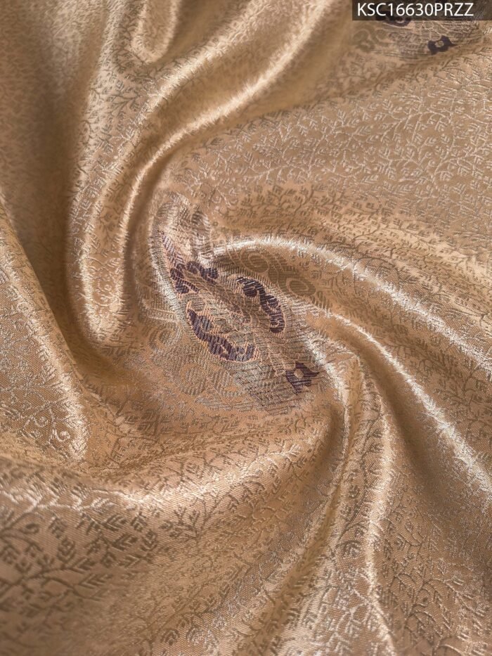 Beige and Purple Tissue Saree with Rich Pallu and Zari Border - Image 2