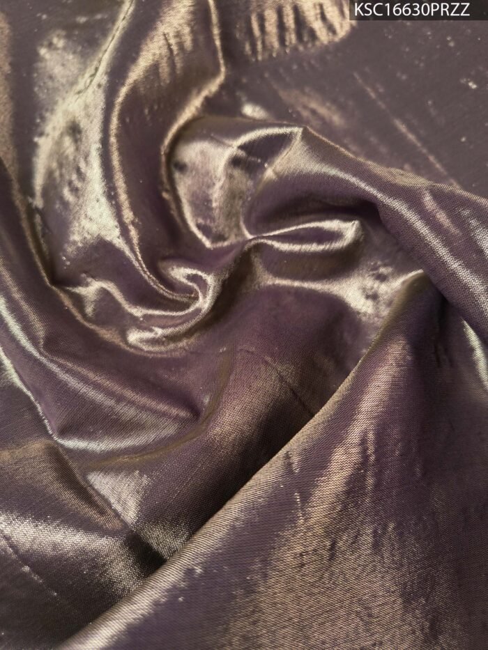 Beige and Purple Tissue Saree with Rich Pallu and Zari Border - Image 4