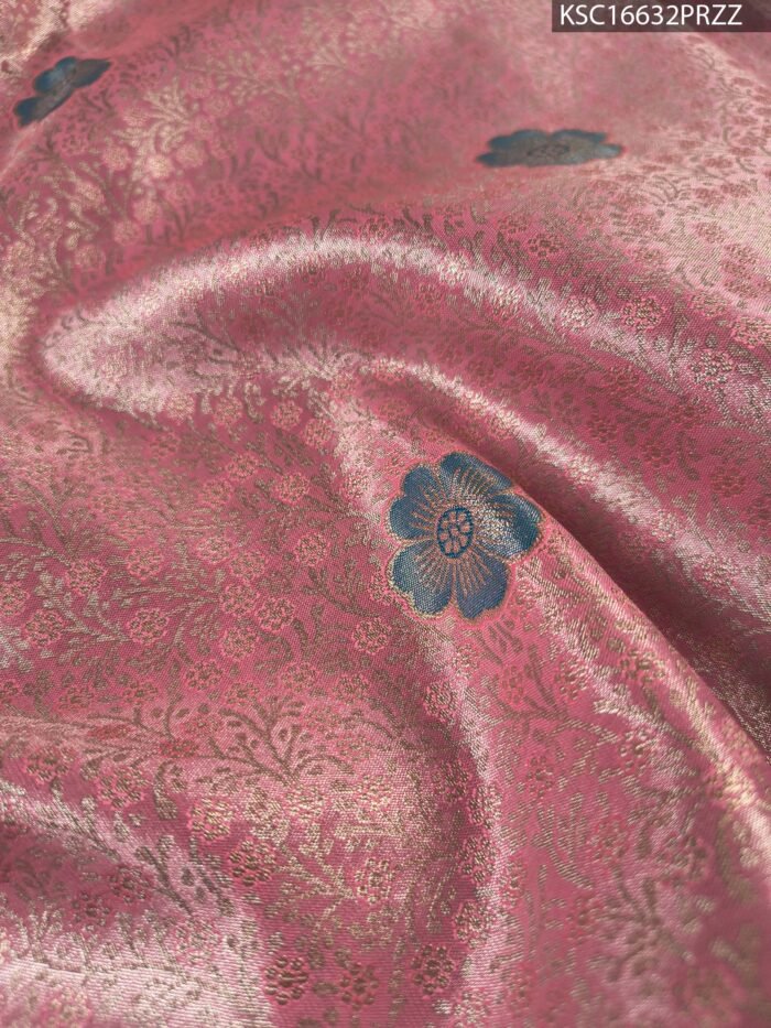 Pink Coloured Tissue Silk Saree with Floral Motifs and Rich Zari Woven Border - Image 2