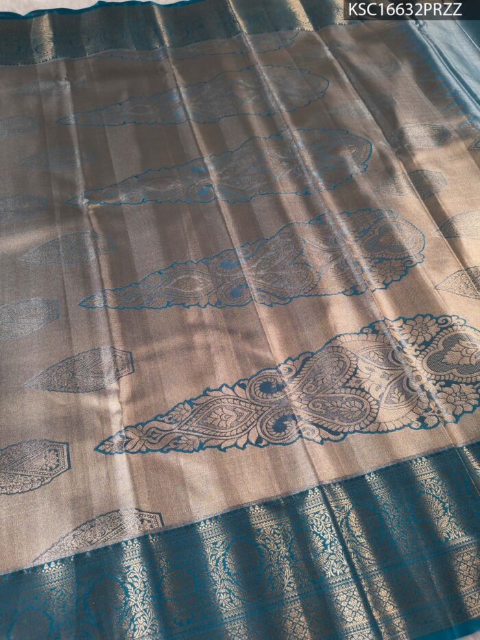 Pink Coloured Tissue Silk Saree with Floral Motifs and Rich Zari Woven Border - Image 3