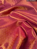 Golden Coloured Tissue Saree with Floral Motifs and Rich Zari Border - Image 4