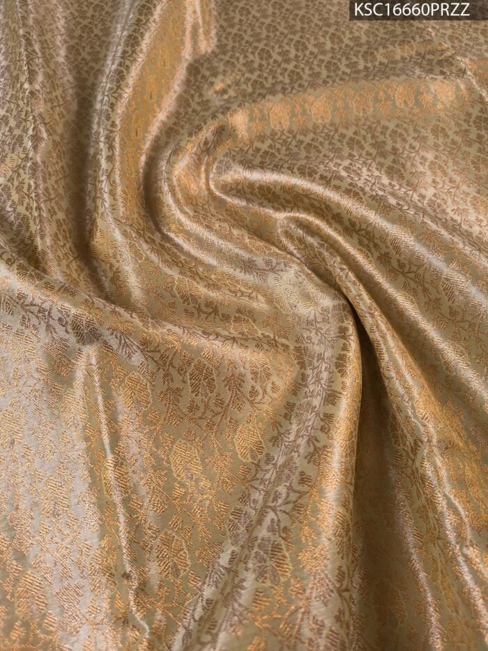Golden Coloured Tissue Saree with Intricate Motifs and Rich Zari Border - Image 2